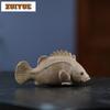 Purple Clay Shark Grouper Tea Pet Aesthetic Fish Tank Landscaping Tea Figurine Play Toys Tea Zisha Statue Ornaments Tea Items