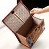 Folding Bamboo Woven Fruit Basket Handheld Handle Fruit Shopping Food Basket Picnic Food Storage Basket For Outdoor