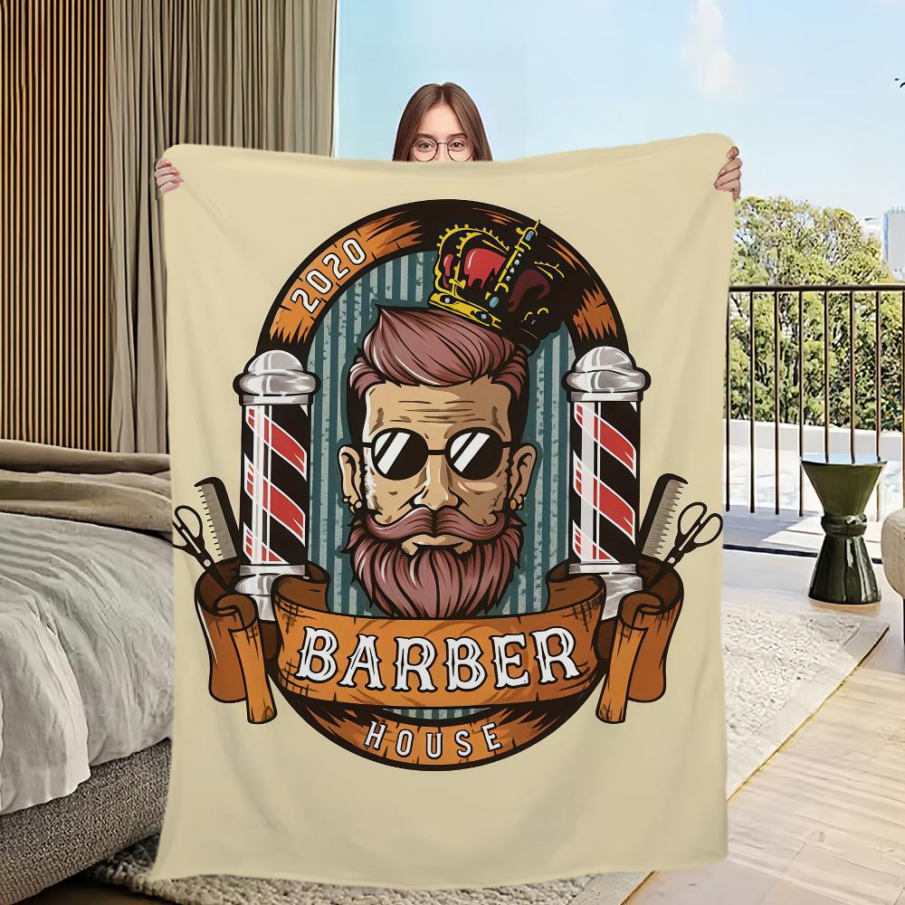 Fashion B-Barber Shop Blanket Flannel Warm Comfort Soft Plush Blanket For Picnic Beds Sofas Homes And Bedrooms