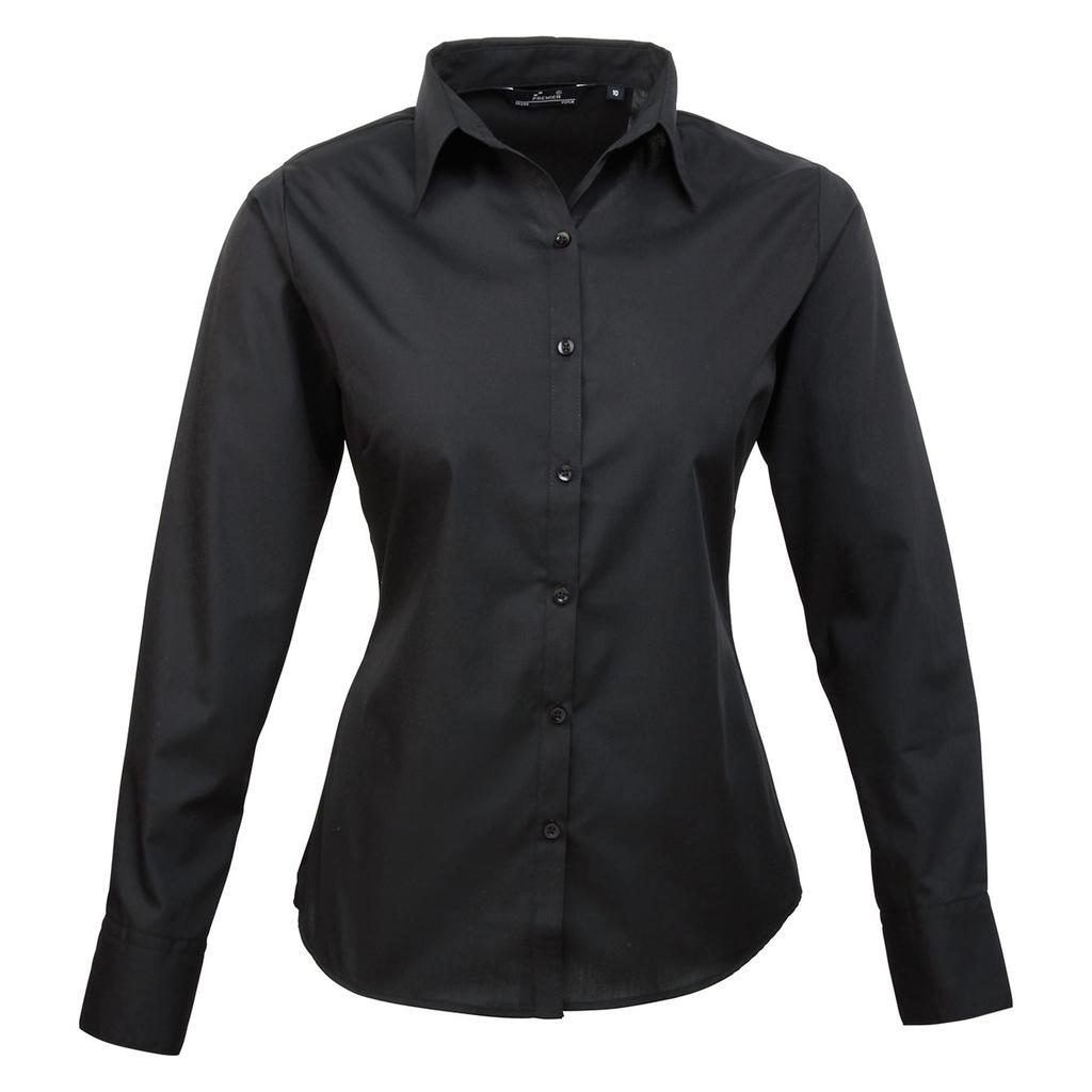 Premier Womens/Ladies Poplin Long-Sleeved Blouse