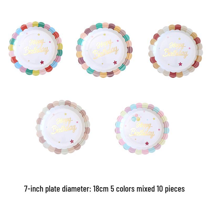 Kids' Party Disposable Tableware: Birthday Tablecloth, Cake Plates, and Dessert Table Decor