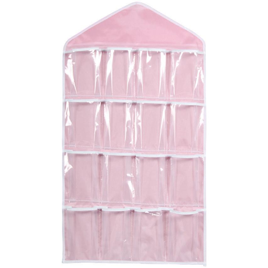 Hot 16Pockets WardrobePockets Clear Hanging Bag Socks Bra Underwear Stationery Rack Hanger Storage Saving Space Tidy Organizer