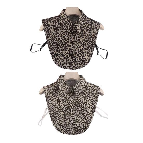 Fake Collar Leopard Print Detachable Lapel Collar Women Lightweight Breathable Half Shirt Collar Dresses Blouses Accessory
