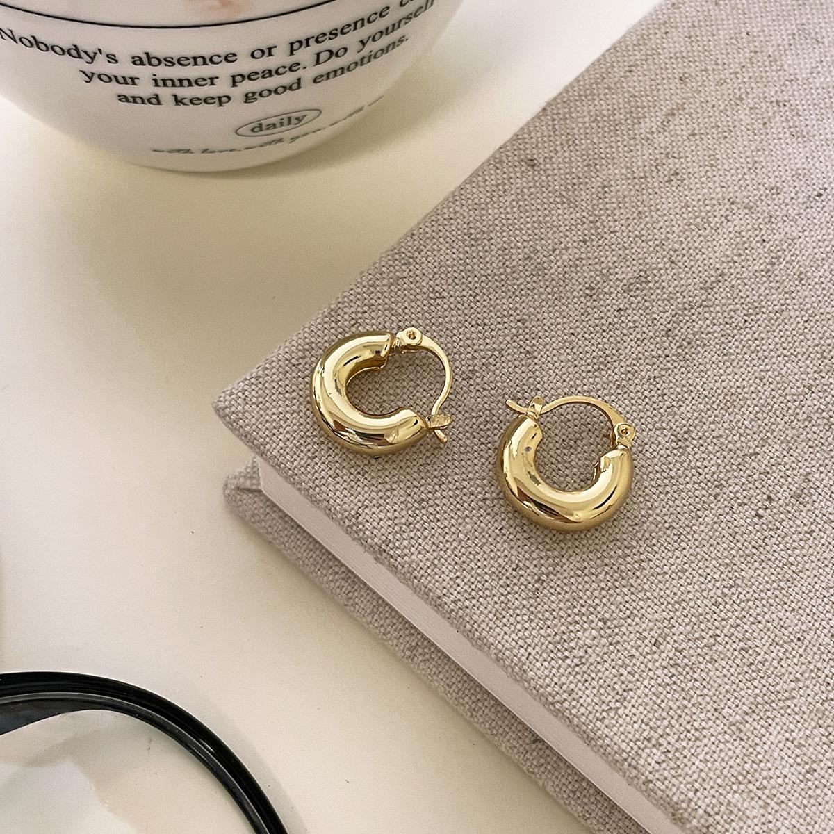 

Ретро геометрические простые серьги-кольца женские нишевые дизайнерские серьги Sense ins Wind модные премиум-серьги-пряжки Sense copper