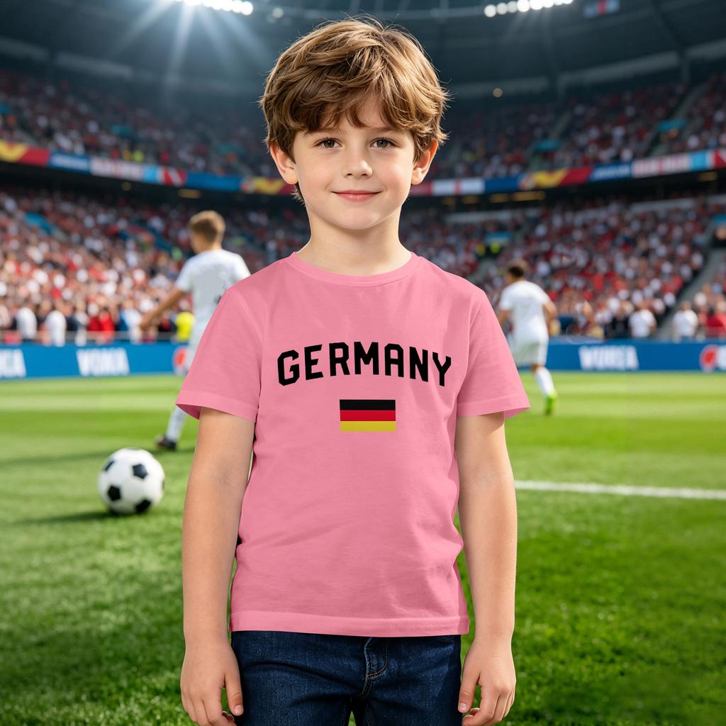 Kids Loose Fit Casual T-Shirt Germany World Cup Inspired Print Children Short Sleeve Tee Boys Girls Soft Cotton Top
