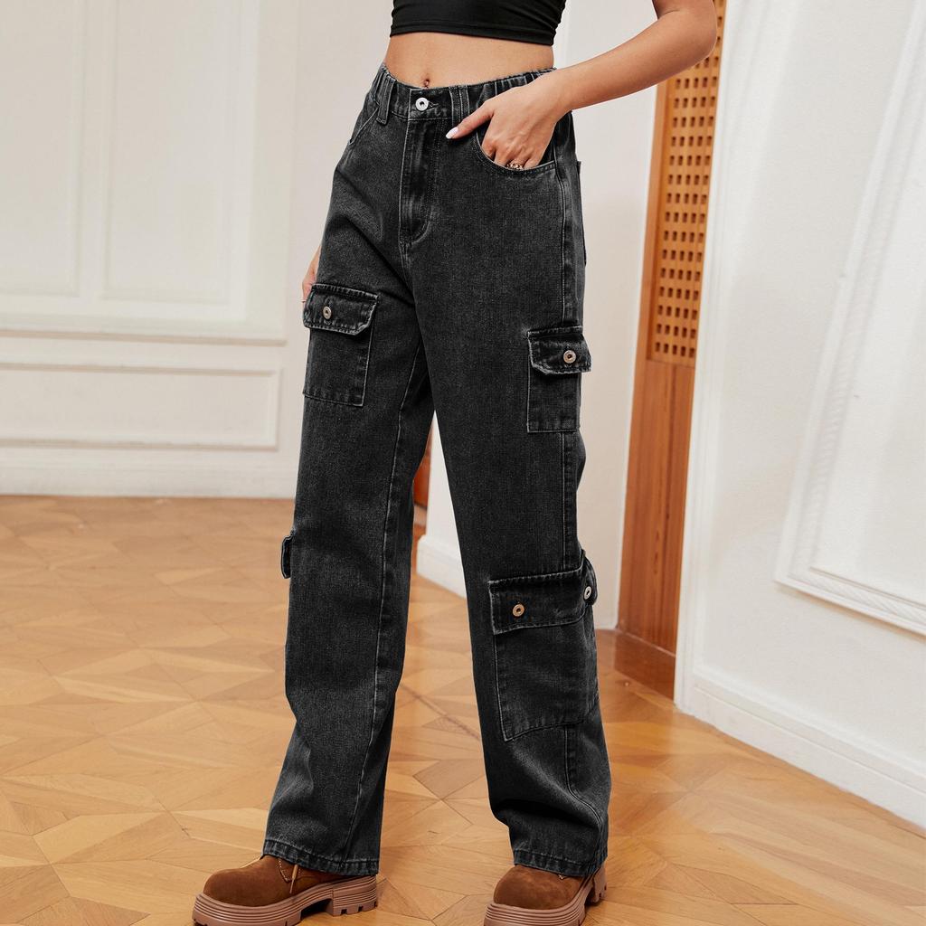 Women's Spicy Style Washed Denim Casual Workwear Pants