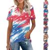 Women’s Short Sleeve V Neck T Shirt Star Print Loose Fit Casual Top Soft Lightweight Fabric for Everyday Wear