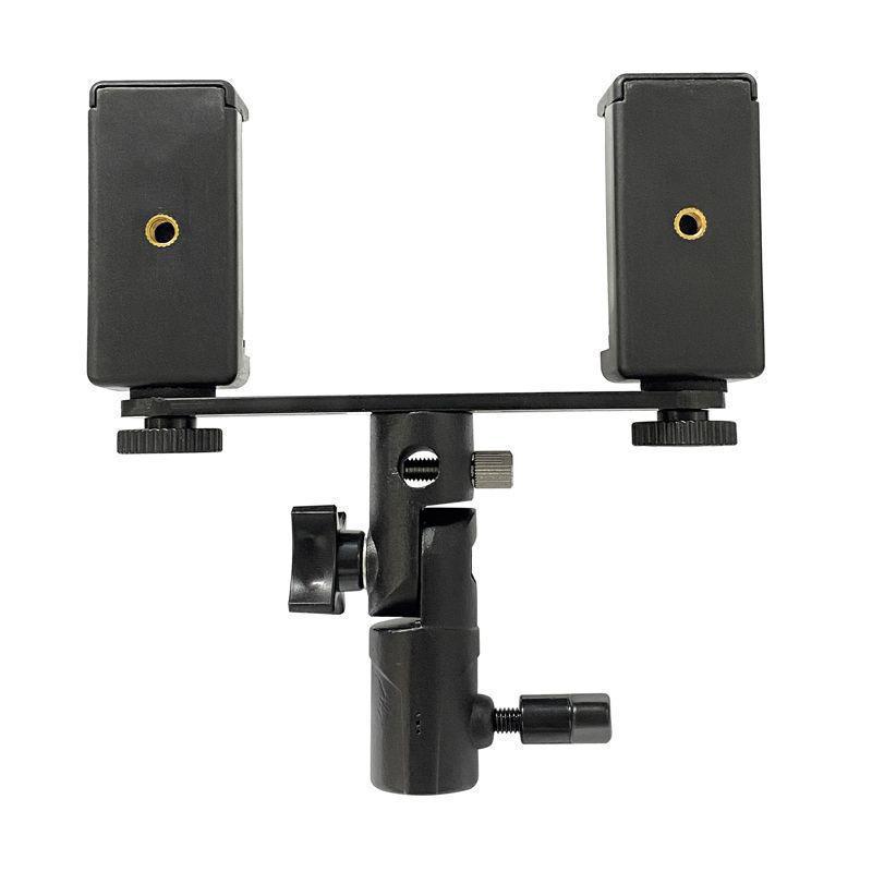 Dual Phone Live Streaming Stand: Desktop/Handheld Tripod, Portable Clip for Single or Dual Phone Use