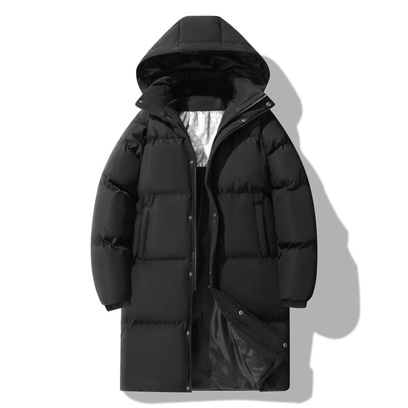 Medium and Long Cotton-padded Clothes Men's Winter Graphene Warm Removable Hat Loose Cotton-padded Jacket Couple Versatile Cotton-padded Clothes