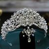DIEZI Barock Vintage Königin Kristall Wassertropfen Anhänger Krone Braut Elegant Perle Diademe Diadem Mädchen Hochzeitsparty Stirnbänder