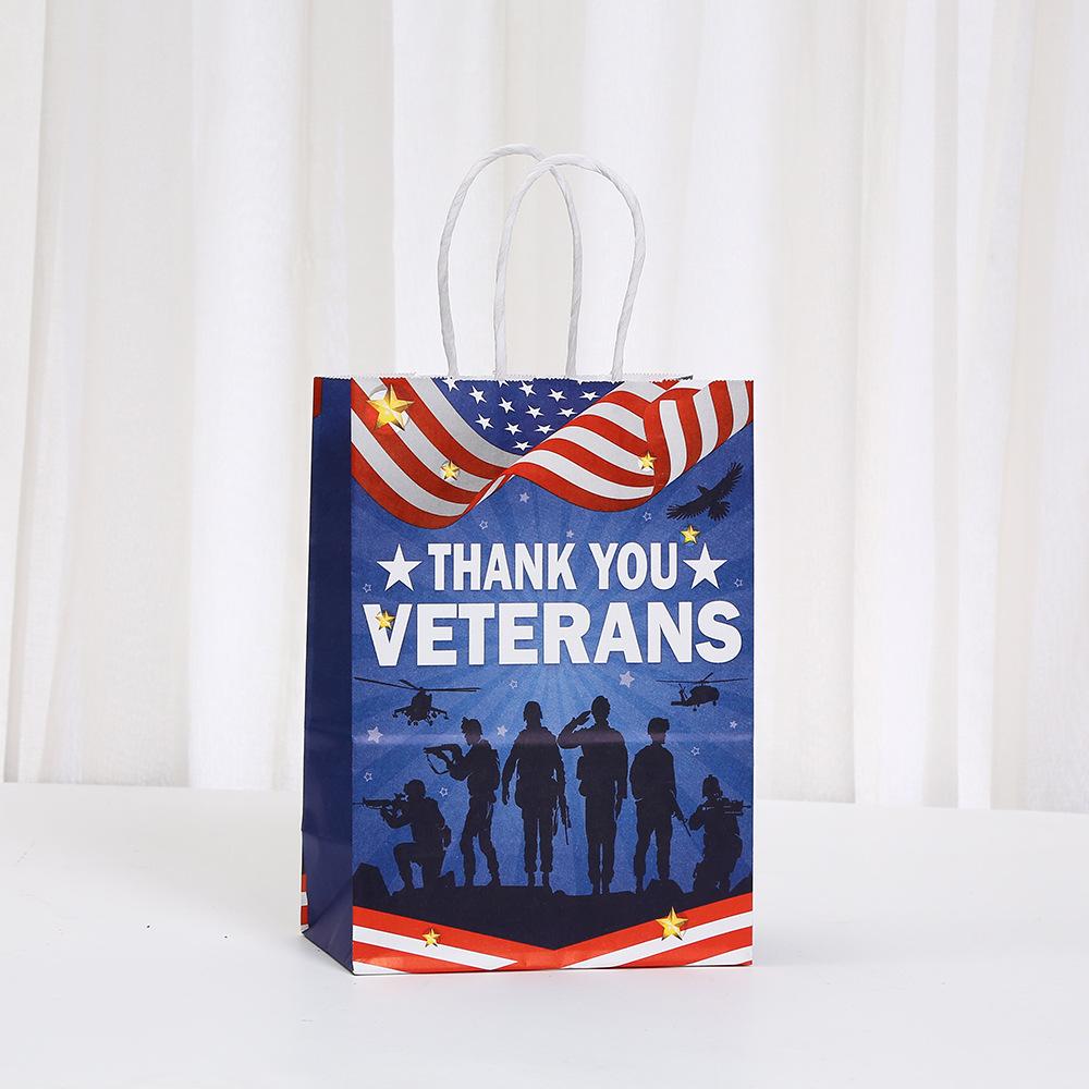 12/30pcs Patriotic Paper Tote Bags Thank You Veterans Gift Bags for Parades Donations Fundraisers Markets Return Gifts