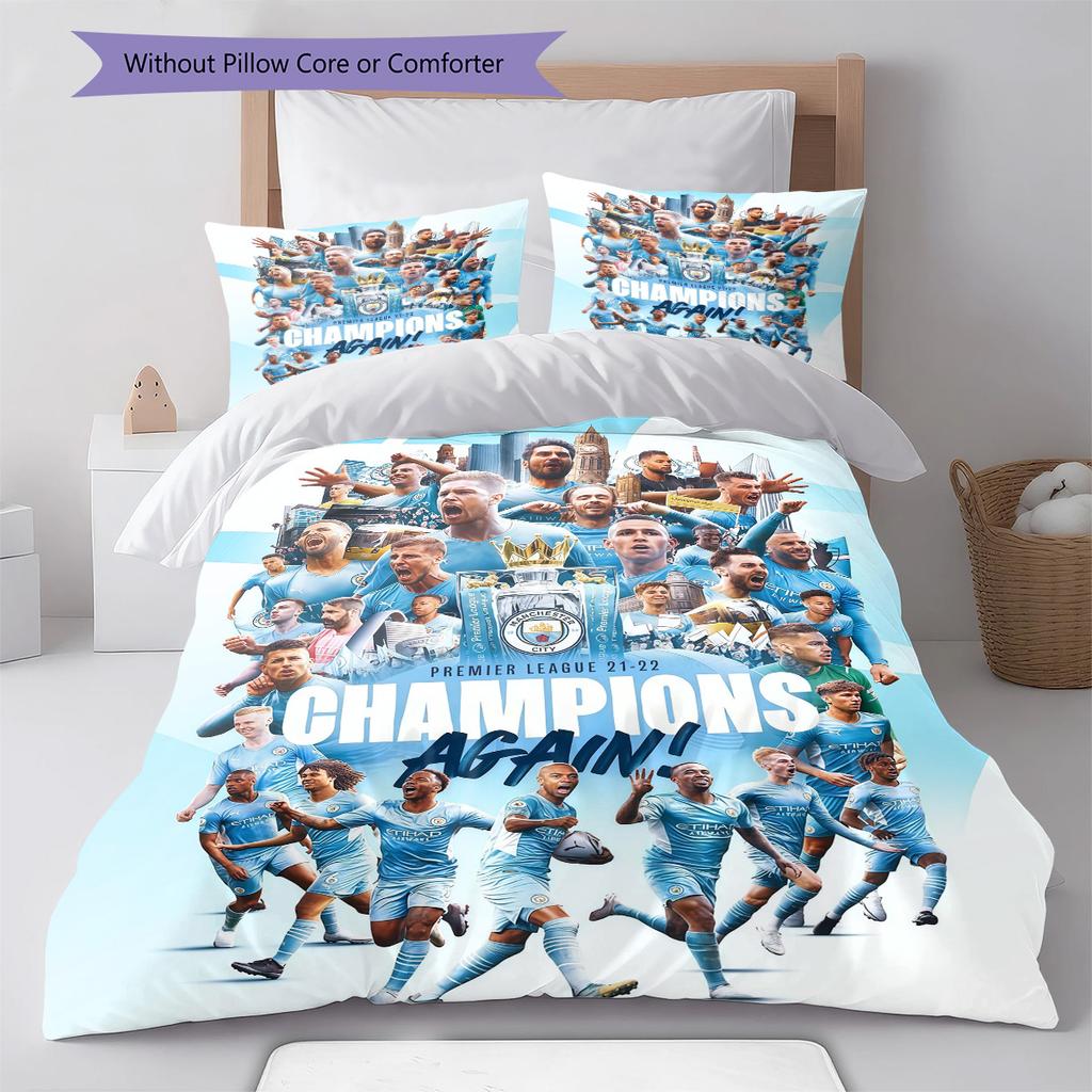 The Blues Team Bedding Quilt Set Quilt Cover Pillowcase Home Decoration Birthday Gift (1 * Duvet Cover + 2 * Pillowcase, Without Core)