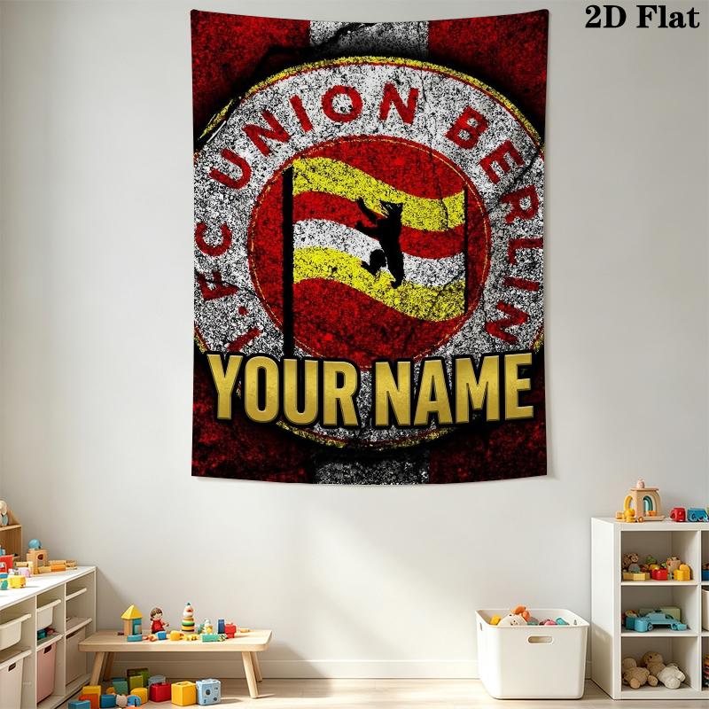 Custom Name FC Union Berlin Wall Tapestry Aesthetic Wall Hanging Printed Fabric Blanket Decorative Tapestries for Bedroom Living Room Home Decor