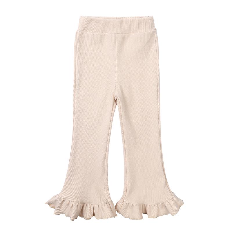 Korean Girls' Slim Fit Bell Bottom Knit Pants - Stylish Casual Kids' Outerwear