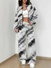 Color Tie-dye Autumn and Winter New European and American Women's Clothing Striped Printing Suit Women