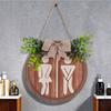 Massivholz Badezimmer Wandkunst Holz Toilettenschild, Herren und Damen Toilette Geschlechtsneutrales Schild Runde Rustikale Bauernhaus Hängeschild für Waschraum