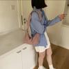 IELGY Ladies Shoulder Pleated Drawstring Canvas Oblique Span Bag, Small Fresh Nylon Solid Color