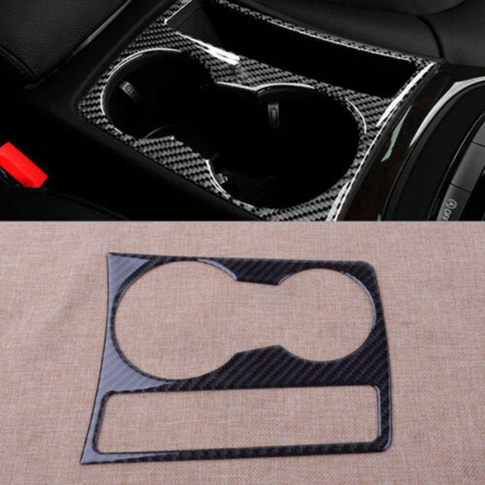 6Pcs Real Carbon Fiber Water Cup Holder Panel Cover Trim For Ford Explorer 2013-2019 – Gloss Black