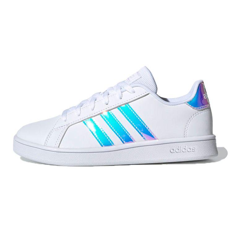 Adidas Neo Grand Court Leather Breathable Low-Top Sneakers Kids Sneakers White Blue FW1274