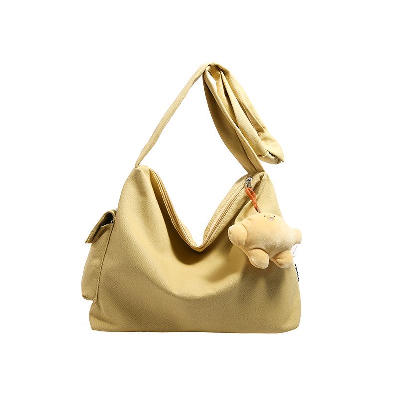 

Canvas bag women s Japanese ins simple Korean version fashion commuter leisure messenger bag large cloth bag large capacity shoulder bag single package жёлтый