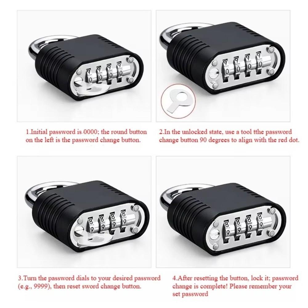 4 Digit Code Keyed Padlock Anti-theft Travel Suitcase Lock  Locker, Gym,Home Office