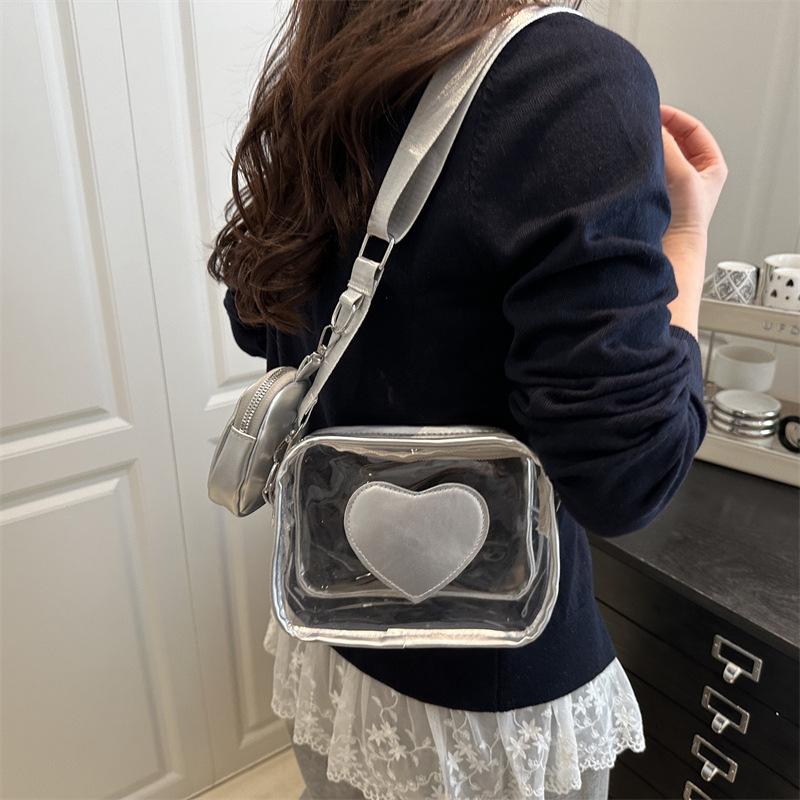 New Wide Shoulder Strap PVC Bag for Women, Casual and Simple Small Fresh Transparent Jelly Bag, Single Shoulder Crossbody Bags