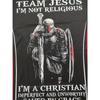 Christian Slogan And Knight Graphic Print Men's Creative Top, Casual Crew Neck Short Sleeve Slightly Stretch T-shirt For Summer Outdoor