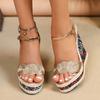 Fashion Luxury Women's Sandals Summer Open Toe Women Shoes Weave Solid Platform Wedges High Heel Fashion Casual Shoe Zapatillas De Mujer