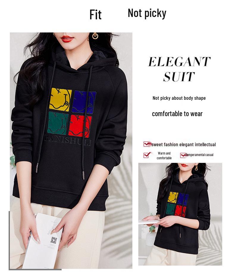 Women's Thickened Fleece Hoodie: 2024 New Autumn/Winter Korean Fashion Loose Fit