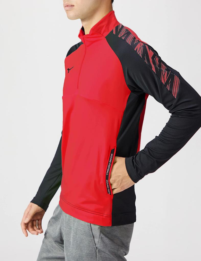Mizuno Soccer Wear PRO Stretch Fleece Chinese XL Shirt, Moisture-Wicking, Quick-Drying, P2MC2515, Red,
