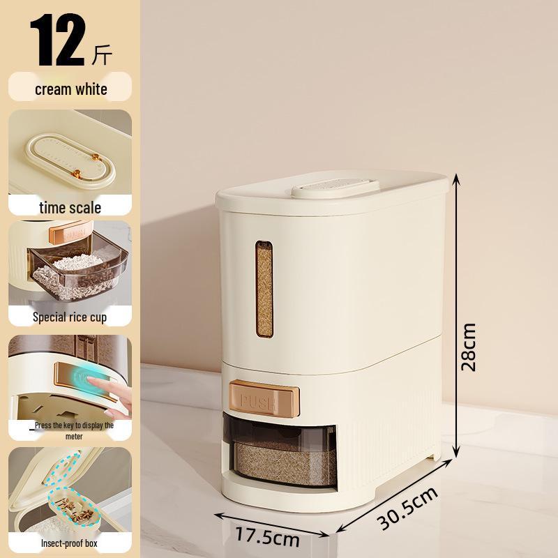 Transparent Airtight Rice Dispenser with Press-type Measuring and Insect-proof, Moisture-proof Features