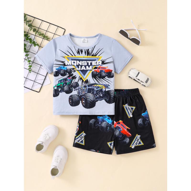 

2025 Summer new Children s set Casual 3D printed short-sleeved T-shirt and shorts set Comfortable soft lightweight breathable ch 160
