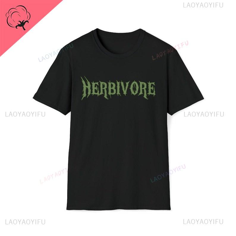 Unisex Vegan T-Shirt HERBIVORE Letter Printing Harajuku Vintage Cotton T Shirt Streetwear Women Ropa Hombre Casual Style Tops