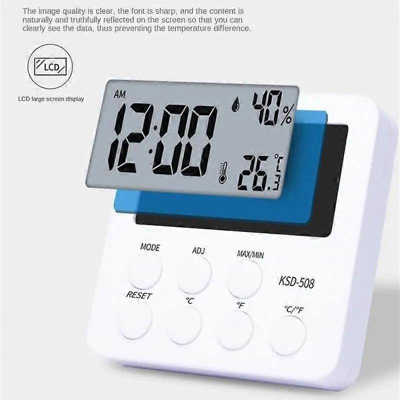 Electronic Temperature And Humidity Meter Household Desktop Small Clock Alarm Clock Digital Dry And Wet Thermometer