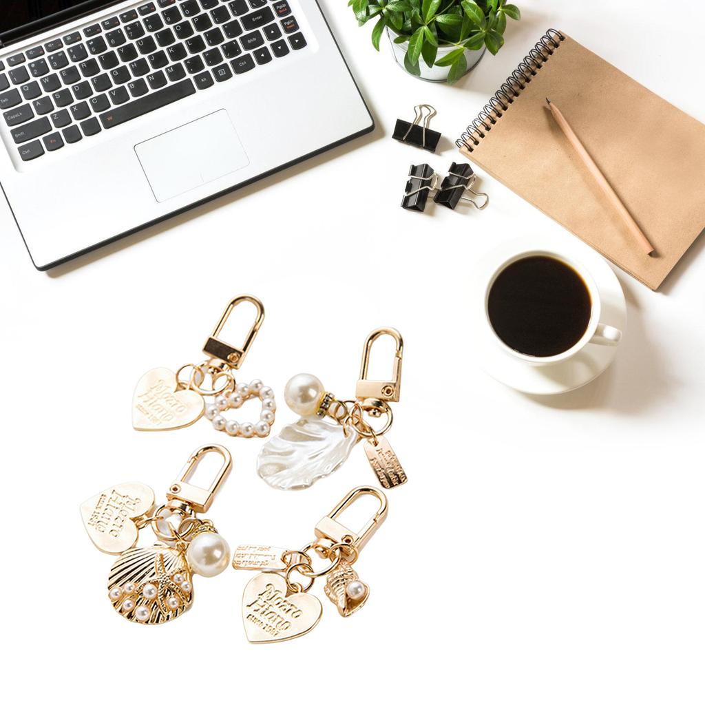 4 Pcs Pendentif Cœur Porte-clés Coquillage Porte-clés Thème Océan Porte-clés Porte-clés Accessoires pour Femmes Charme Sac Bagage