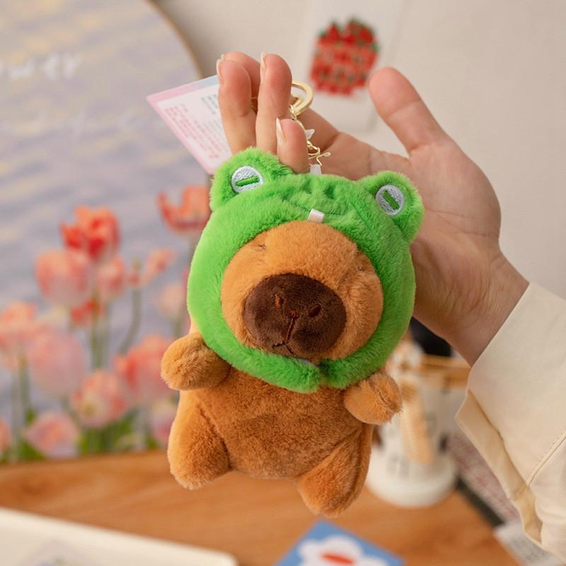Capybara Plush Keychain Hat Cute Cartoon Backpack Toy Decoration 12cm Accessory