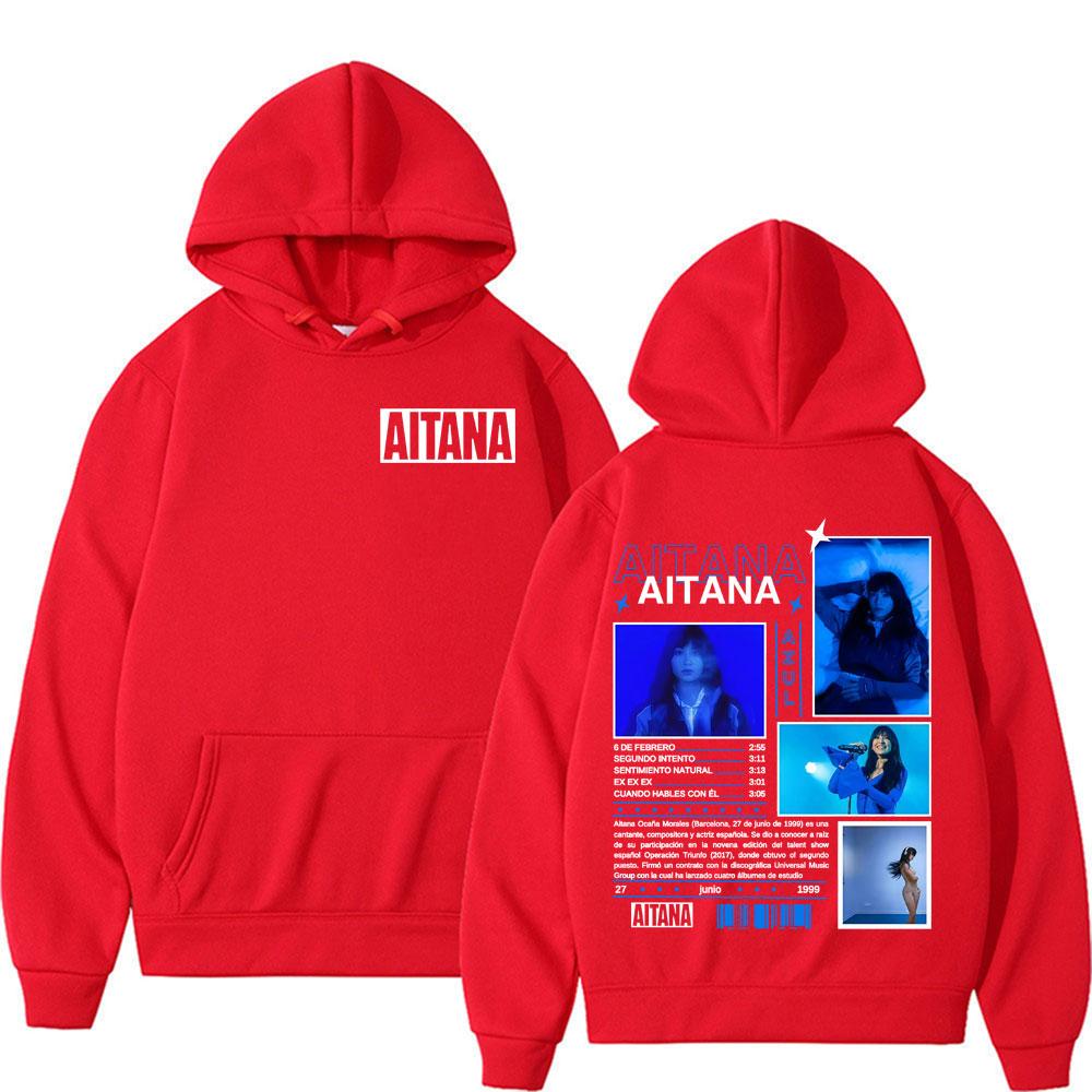 Singer Aitana Hip Hop Rock Print Hooded Men Women Retro Harajuku Street Blue Album Long Sleeve Warm Fleece Sweatshirt Clothing