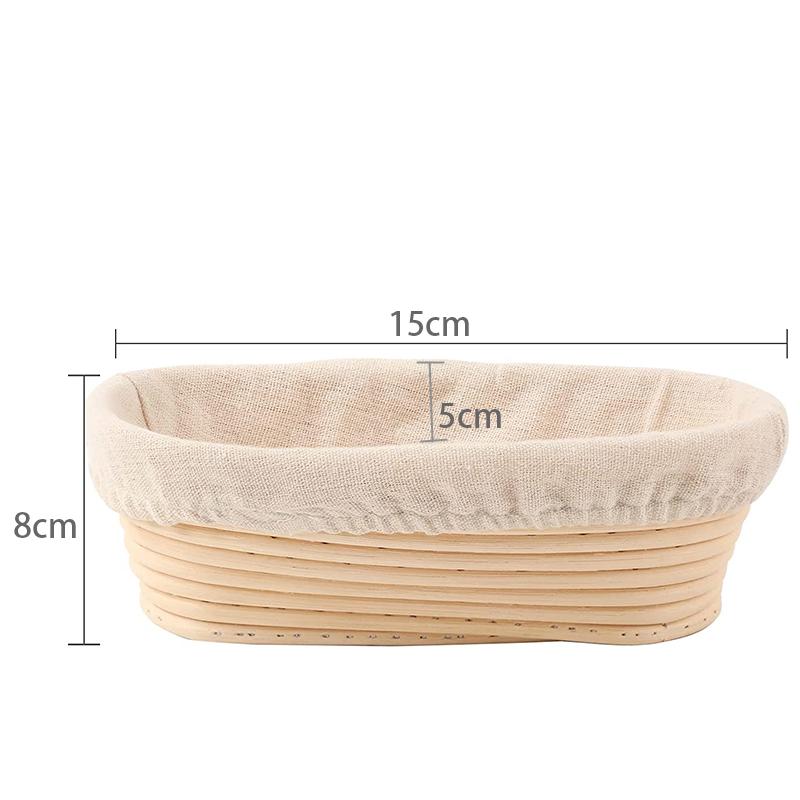 LMETJMA Košík na kynutí chleba kulatý oválný dlouhý banneton ratanový košík na kynutí těsta z ratanu s lněnou vložkou