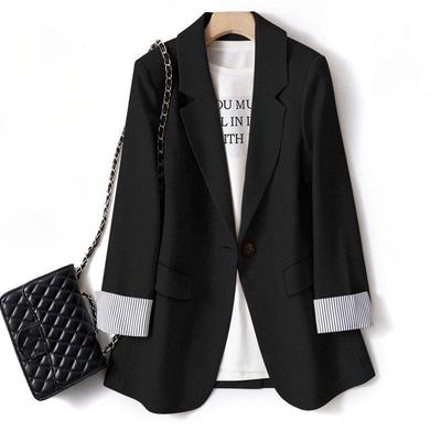 Ladies Spring Breathable Notched Lapel Long Sleeve Blazer Cardigan Suit Jacket