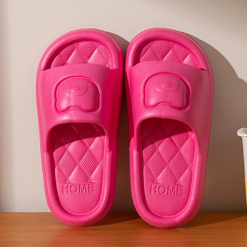 Fashion Lightweight Soft Sole Summer Slippers Women Solid Color Non-Slip Indoor Slides Woman Flat Heel Casual Couple Bathroom Flip Flops