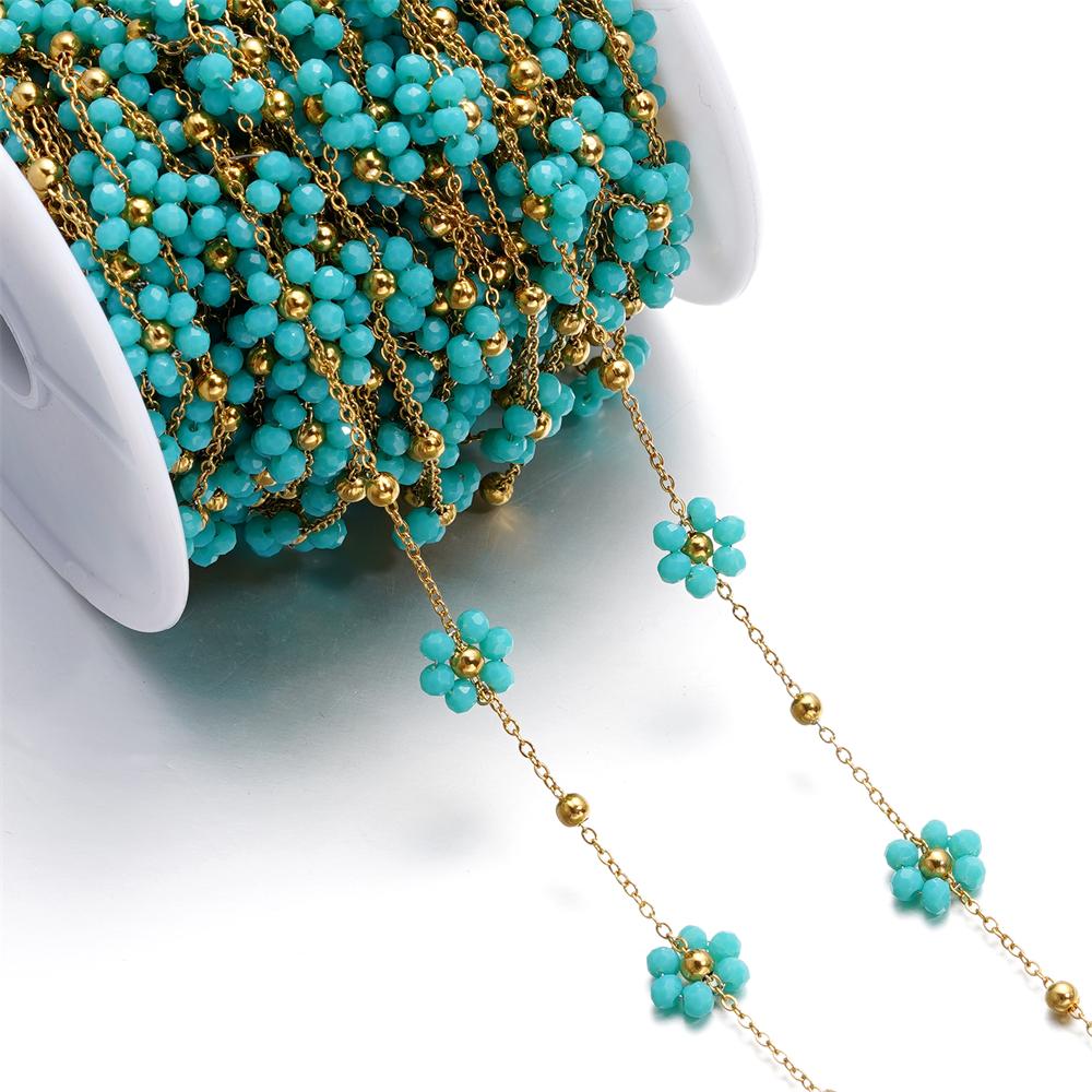 1Meter/Lot Stainless Steel Pearl Braided Flowers Flat Link Chains for DIY Handmade Jewelry Bracelet Necklace Accessories