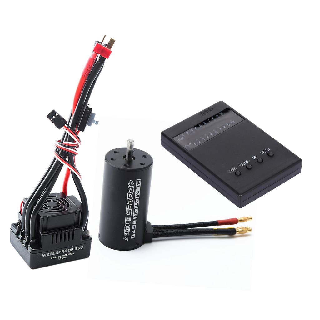 Waterproof 3670 2150KV Brushless Motor 120A Brushless ESC Programming Card Combo Set for 1 8 Remote Control Car Truck