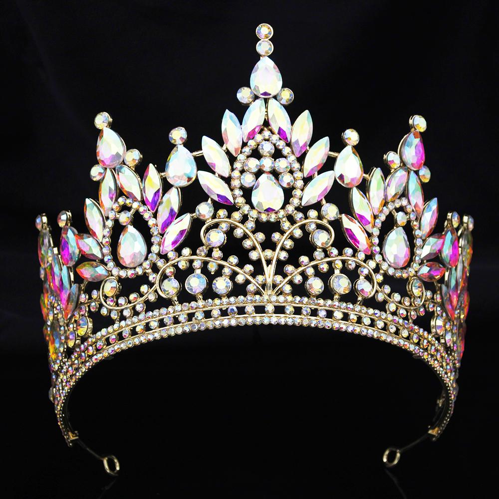 

Luxury High Crown for Women Big Tiaras and Crowns Bridal Wedding Diadem Hair Jewelry Pageant Head Accessories