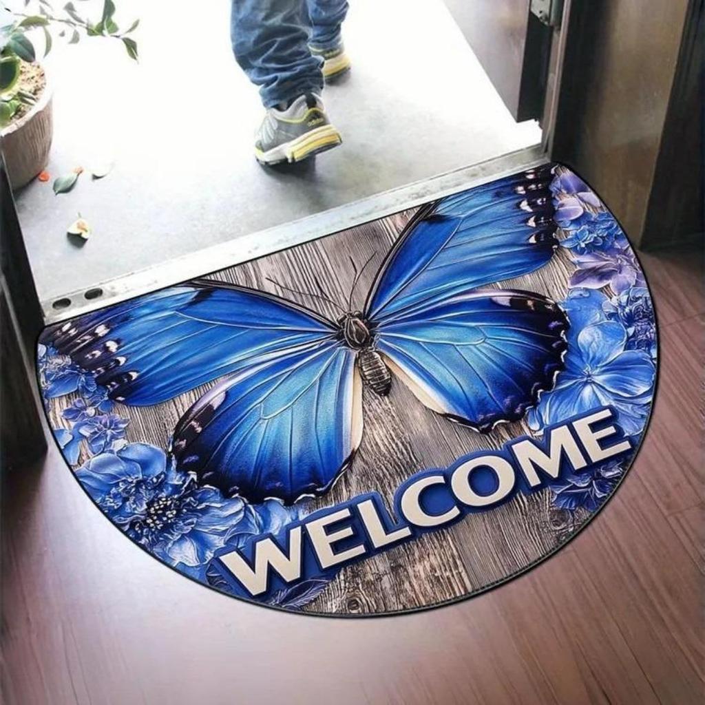 Half Round, Stone Patterned Floor Mat, Thick, Soft, Suede, Suitable for Porch and Living Room Decoration, Machine Washable, Anti Slip, Wear-resistant