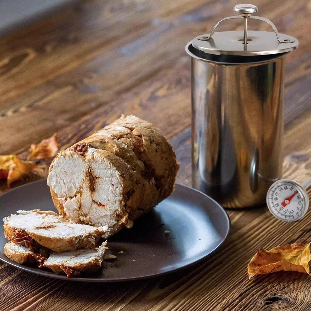 Moderner Edelstahl-Fleischdämpftopf mit eingebautem Thermometer für den gewerblichen Gebrauch