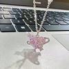 King Pink Diamond Love Necklace Ins Student Castle Sweet Pink Girl Heart Planet Guardian Sweetheart Necklace~