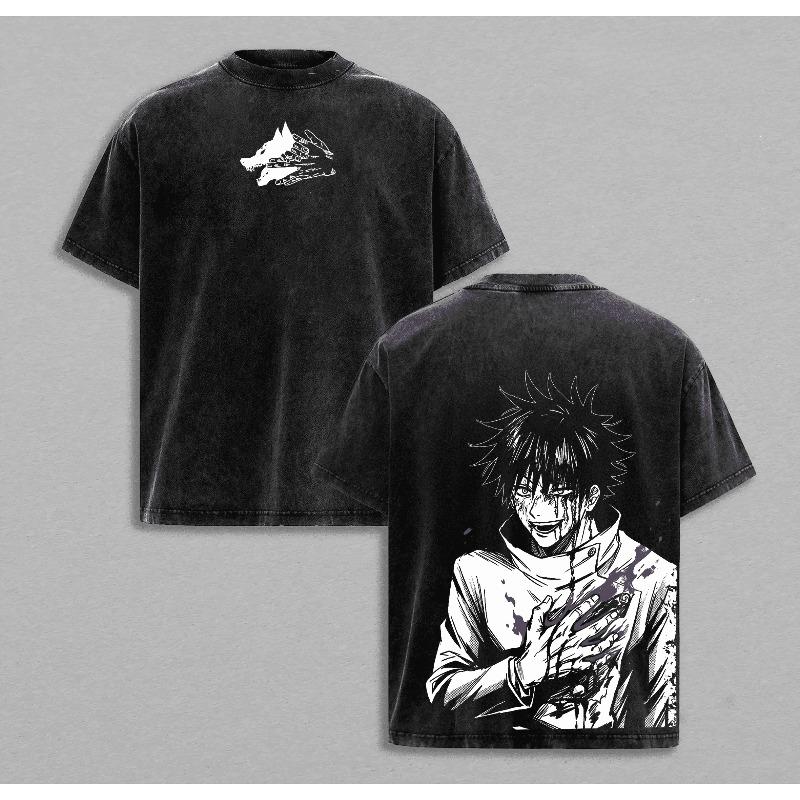 Fushiguro Megumi Anime T Shirt Jujutsu Kaisen Y2k Washed Cotton T-shirt For Men's Clothing Summer Casual Short Sleeve Tees Tops