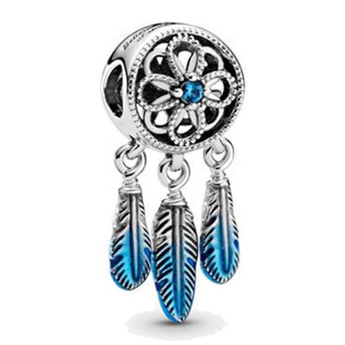 Bracelet Blue Transparent Shining Round String Mother'S Day Beaded Pendant Silver Plated Bracelet Bracelet Loose Beads