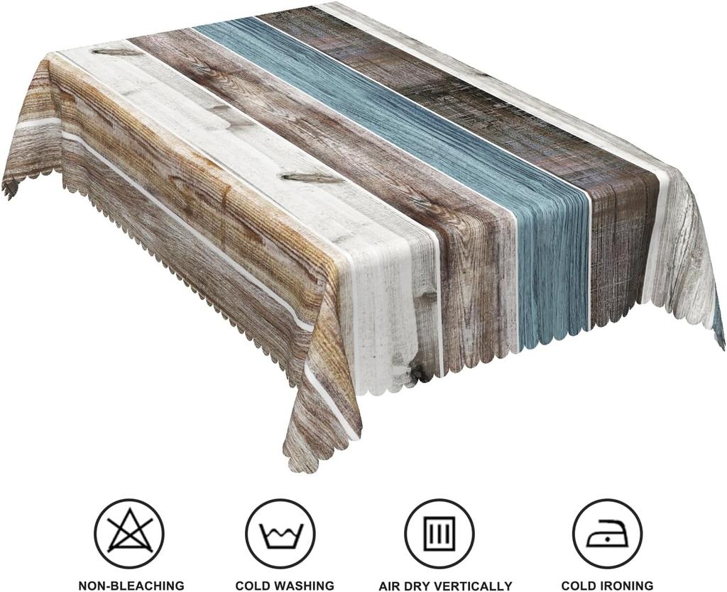 Vintage Wood Grain Rectangle Waterproof Tablecloth Table Decor Reusable Farmhouse Kitchen Dining Tablecloth Holiday Party Decor