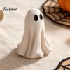 Durable Resin Autumn Display Cute White Ghost Statue, Big Eyes Figurine, Halloween Tabletop Decor, Child-Friendly Party Props Spooky Indoor